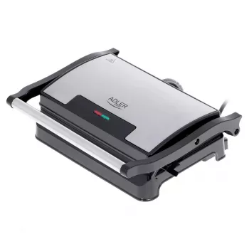 Kontaktgrill Adler AD 3052 rechteckig Stahl/Schwarz, 1200 W, Rostoberfläche, verriegelbarer Deckel