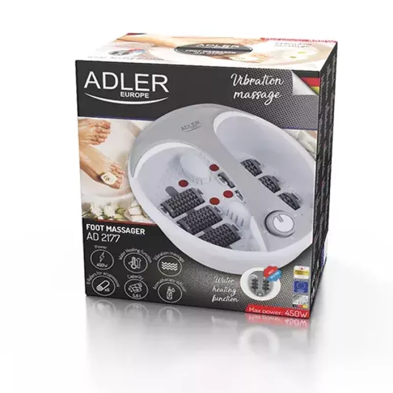 Fußbad Adler AD 2177 — Infrarot-Fußmassagegerät mit Wärme, Vibration, Sprudel, 450 W, 5,6 l Tank, ergonomischem Griff