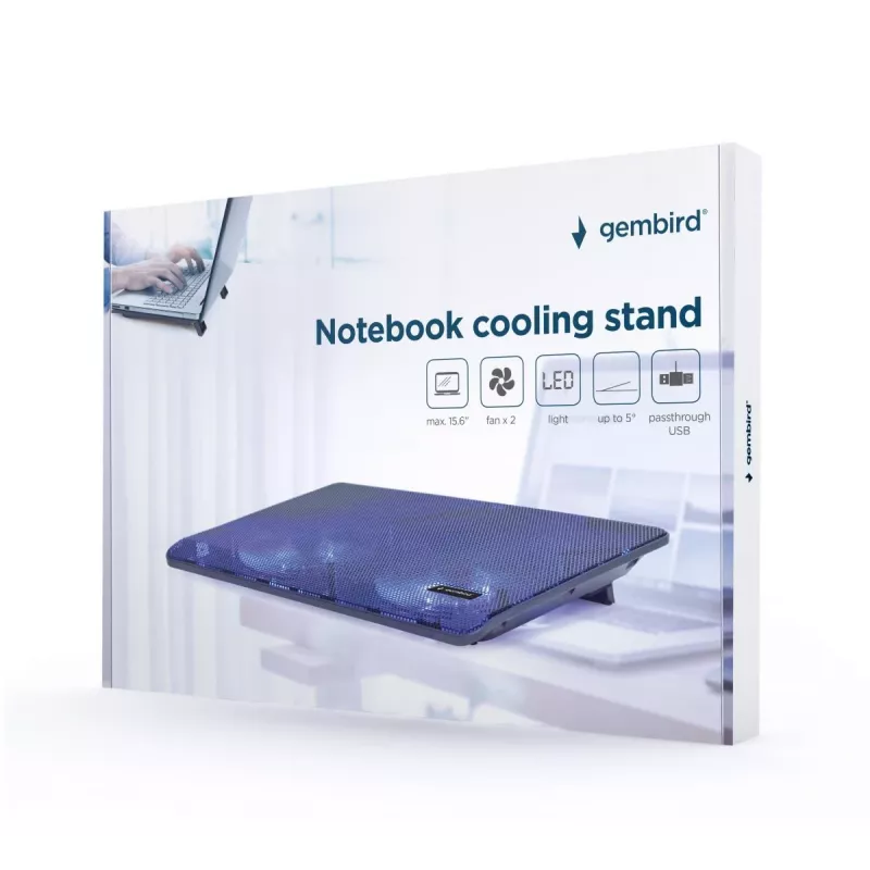 GEMBIRD Notebook 15.6in Cooling Stand, Compact Dual-Fan - Schwarz