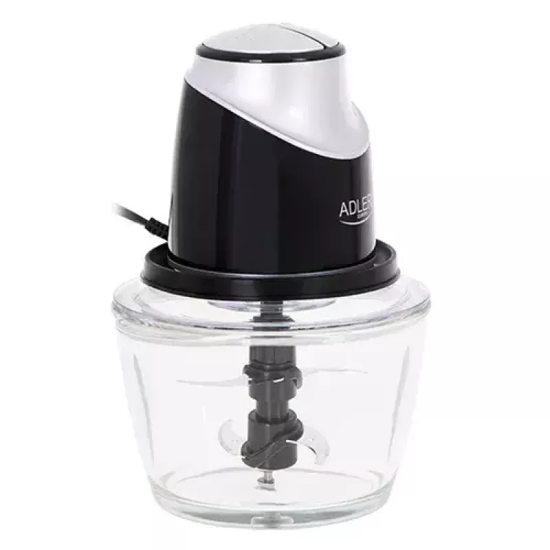 Elektrischer Zerkleinerer Adler AD 4082, 1,2-L-Glasschüssel, 300 W, 2 Geschwindigkeiten, Puls, Edelstahlklingen