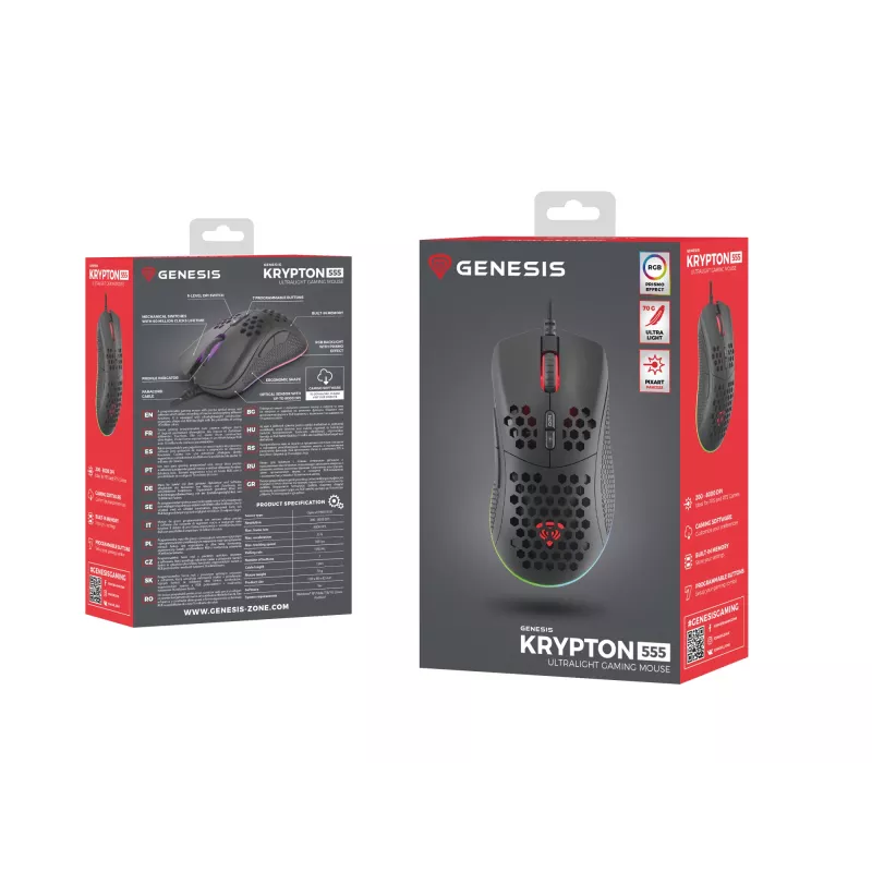 GENESIS Krypton 555 Maus Gaming Rechtshänder USB Typ-A Optisch 8000 DPI