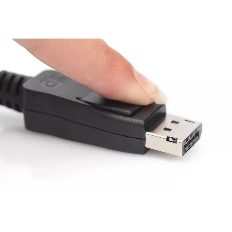 DIGITUS DisplayPort-Anschlusskabel, DP M/M, 3 m mit Verriegelung, Ultra HD 8K, Version 1.3/1.4, schwarz