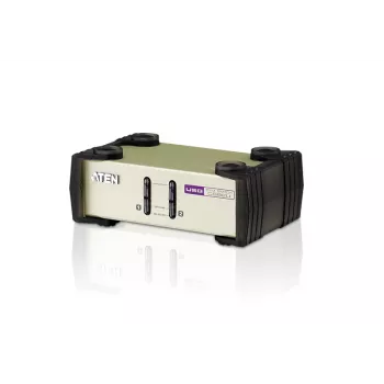 ATEN 2-Port USB - PS/2 VGA KVM Switch (KVM-Kabel enthalten), 2048 x 1536 Pixel, QXGA, 0,72 W, Hellgrau