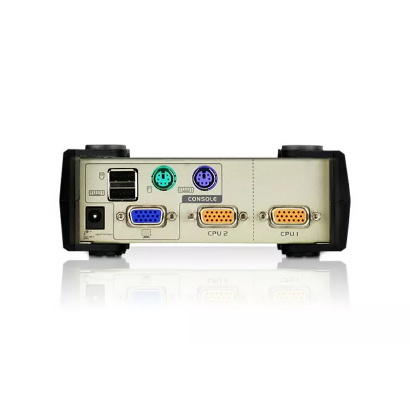 ATEN 2-Port USB - PS/2 VGA KVM Switch (KVM-Kabel enthalten), 2048 x 1536 Pixel, QXGA, 0,72 W, Hellgrau