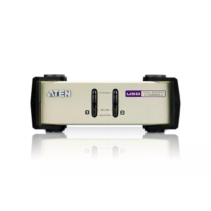 ATEN 2-Port USB - PS/2 VGA KVM Switch (KVM-Kabel enthalten), 2048 x 1536 Pixel, QXGA, 0,72 W, Hellgrau