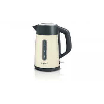 Elektrischer Wasserkocher Bosch TWK4P437 1,7 L, 2400 W, Edelstahlgehäuse, kabellos, beige/schwarz