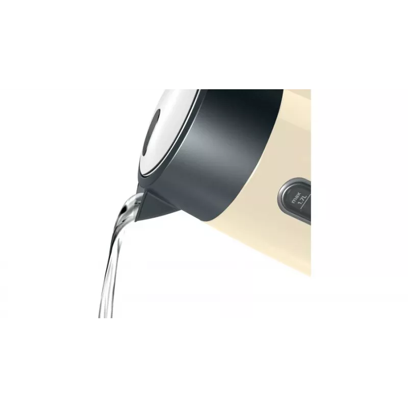 Elektrischer Wasserkocher Bosch TWK4P437 1,7 L, 2400 W, Edelstahlgehäuse, kabellos, beige/schwarz