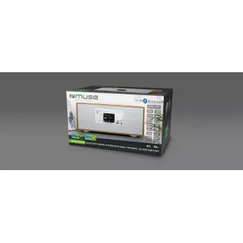Personalradio Muse M-695 DBTW — DAB/DAB+/FM Digitaltuner, 2,8 Zoll TFT, 60 W RMS, AC/DC, Holz/Weiß
