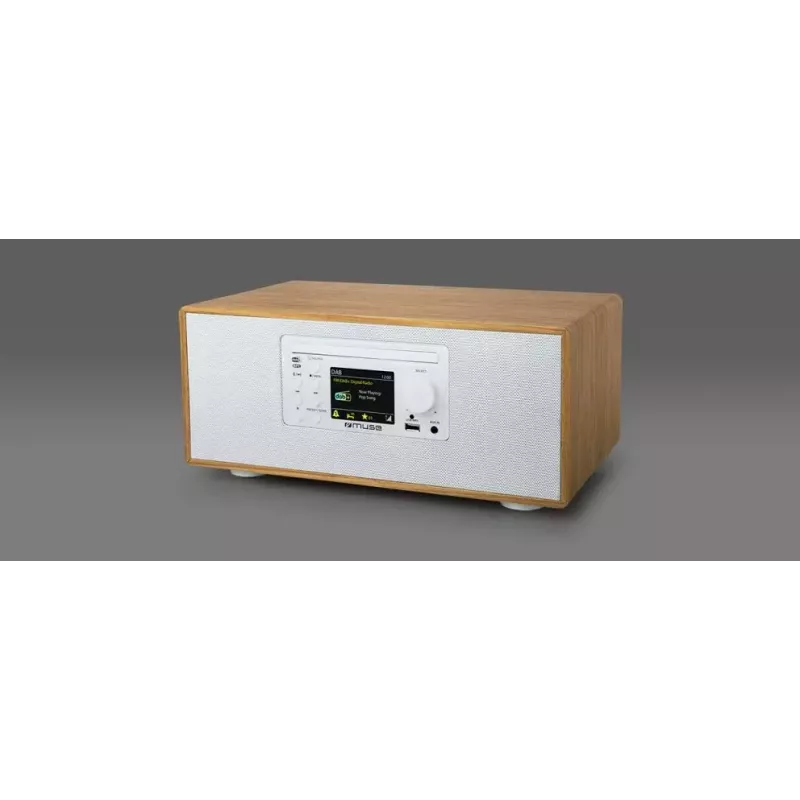 Personalradio Muse M-695 DBTW — DAB/DAB+/FM Digitaltuner, 2,8 Zoll TFT, 60 W RMS, AC/DC, Holz/Weiß