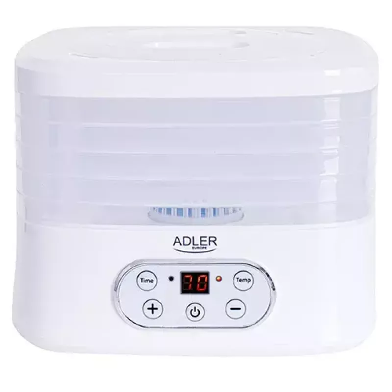 Dörrautomat Adler AD 6658, 5 Einschübe, LCD-Timer 70 Std., 35–70 °C, 230 W (max. 550 W), weiß