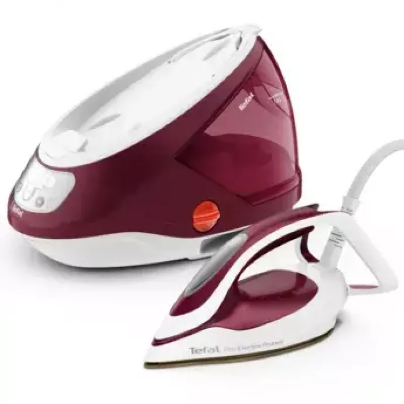 Tefal GV9220 Dampfbügelstation 2600 W Durilium AirGlide Autoclean Bügelsohle Burgunderrot, Weiß