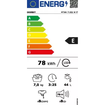 Frontlader-Waschmaschine Indesit MTWA 71252 W IT — 7 kg, 1200 U/min, Energieklasse E, weiß
