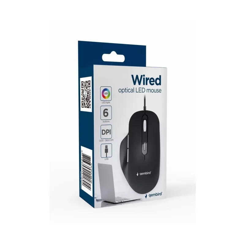 GEMBIRD Optische LED-Maus MUS-6B-02 kabelgebunden USB - 6 Tasten Rad schwarz