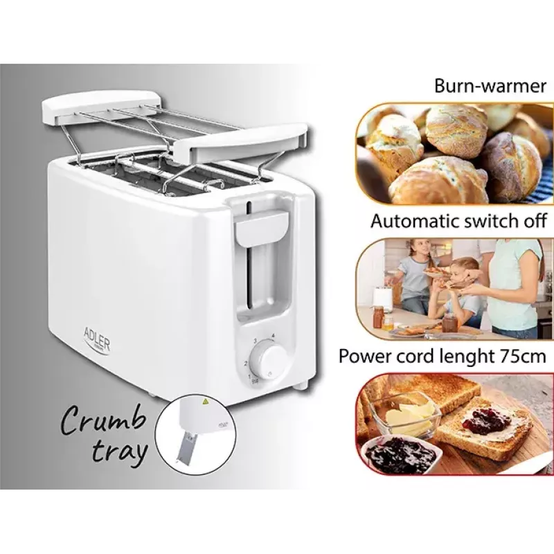 Toaster Adler AD 3223 2 Scheiben 750 W Weiß