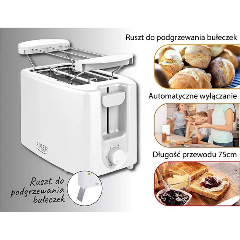Toaster Adler AD 3223 2 Scheiben 750 W Weiß