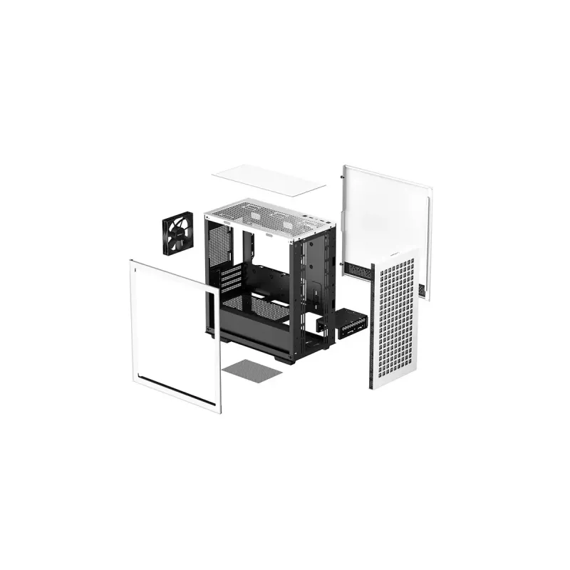 PC-Gehäuse DeepCool CH370 WH Mini Tower — Weiß, Micro ATX/Mini-ITX, gehärtetes Glas, RGB-Lüfter, 2x 3,5-Zoll-Schächte, 3x 2,5-Zoll-Schächte, GPU bis 320 mm