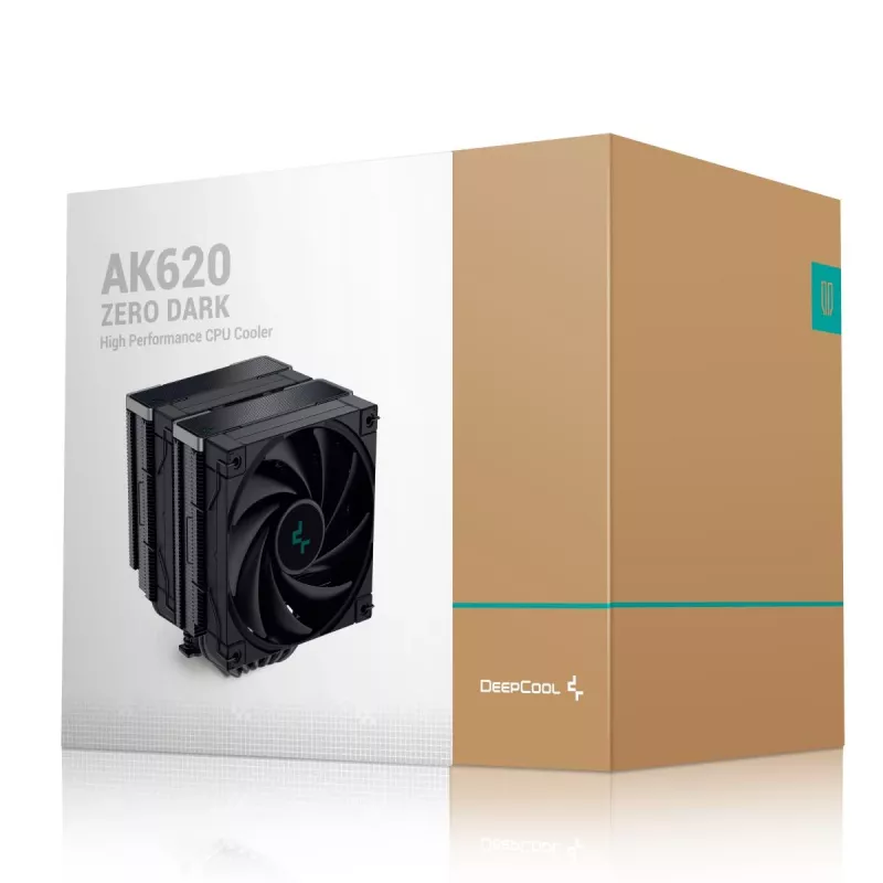 Luftkühler DeepCool AK620 ZERO DARK 12 cm Schwarz, 6 Heatpipes, 2x120 mm PWM-Lüfter, TDP 260 W, Höhe 160 mm