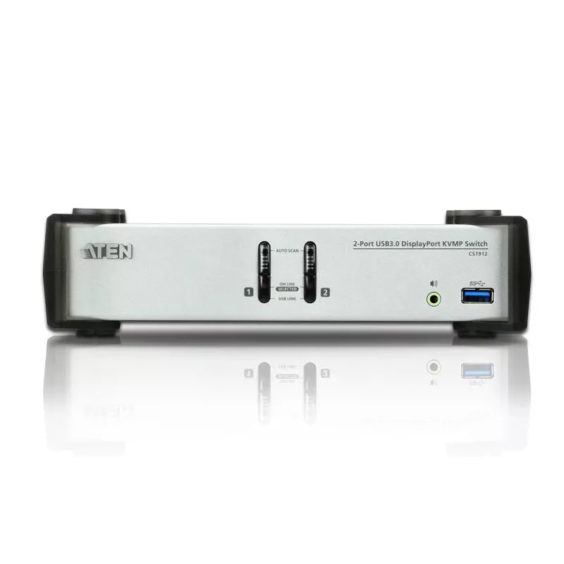 ATEN 2-Port USB 3.1 Gen 1 DisplayPort 1.1 KVMP™ Switch mit Lautsprecher (KVM-Kabel enthalten)
