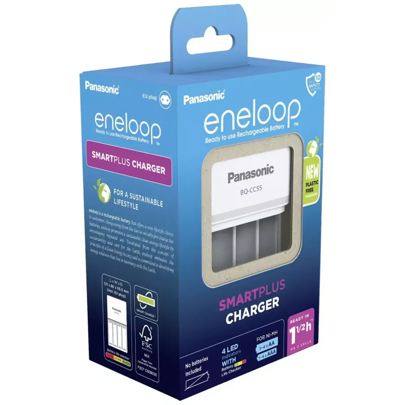 Batterieladegerät Panasonic BQ-CC55E — kompakter NiMH/NiCd-Lader für AA/AAA-Akkus