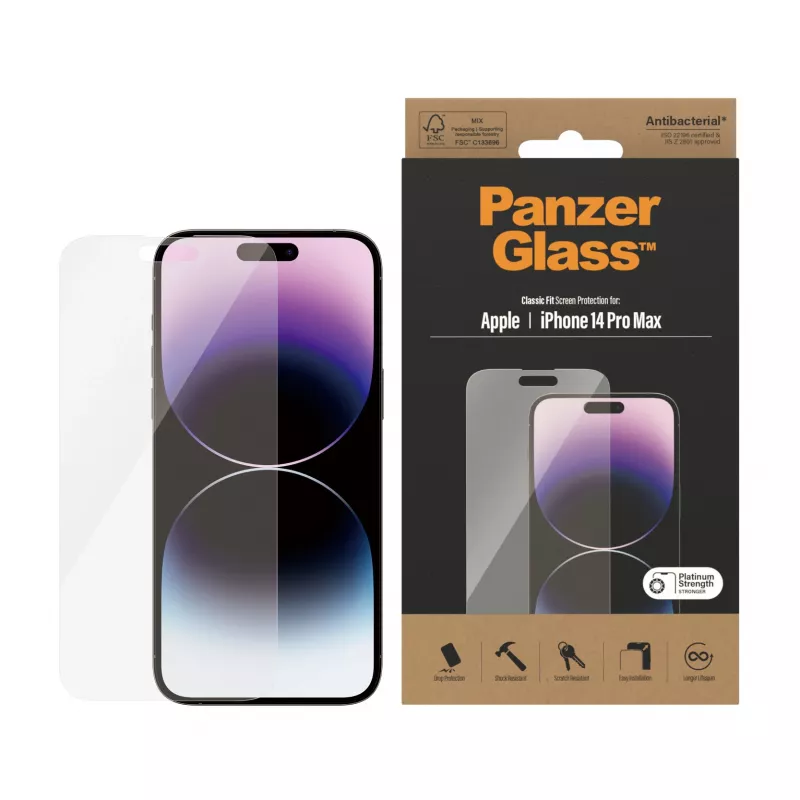 Bildschirmschutz PanzerGlass Apple iPhone 14 Pro Max Classic Fit kratz- und stoßfest