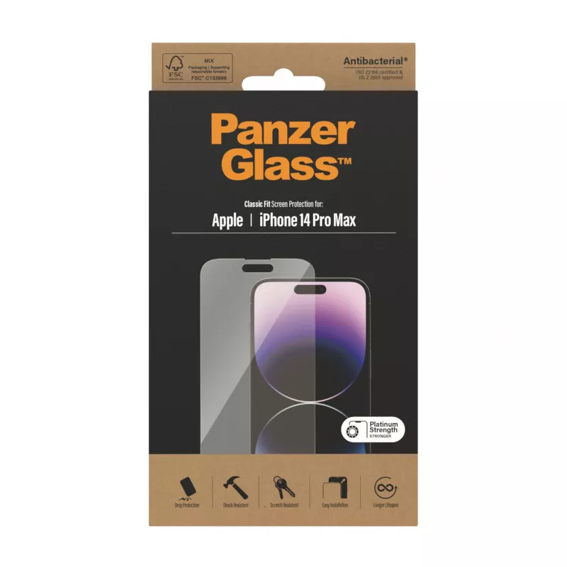 Bildschirmschutz PanzerGlass Apple iPhone 14 Pro Max Classic Fit kratz- und stoßfest