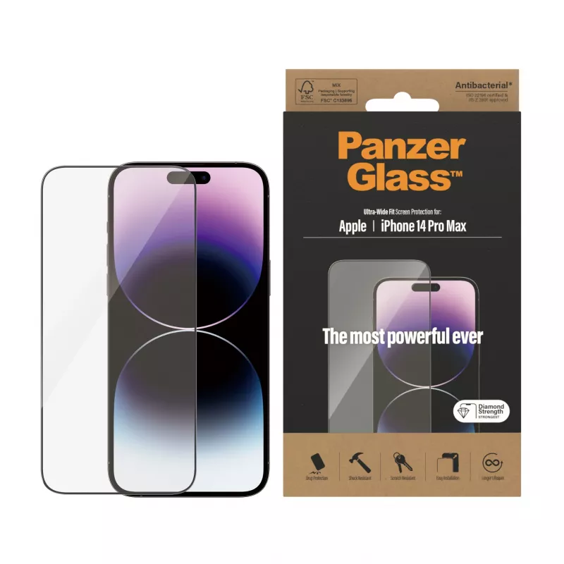 Bildschirmschutz PanzerGlass Apple iPhone 14 Pro Max Ultra-Wide Fit kratz- und stoßfest