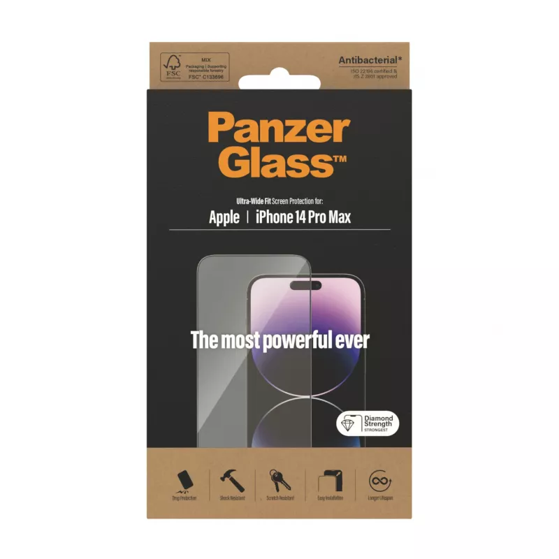 Bildschirmschutz PanzerGlass Apple iPhone 14 Pro Max Ultra-Wide Fit kratz- und stoßfest
