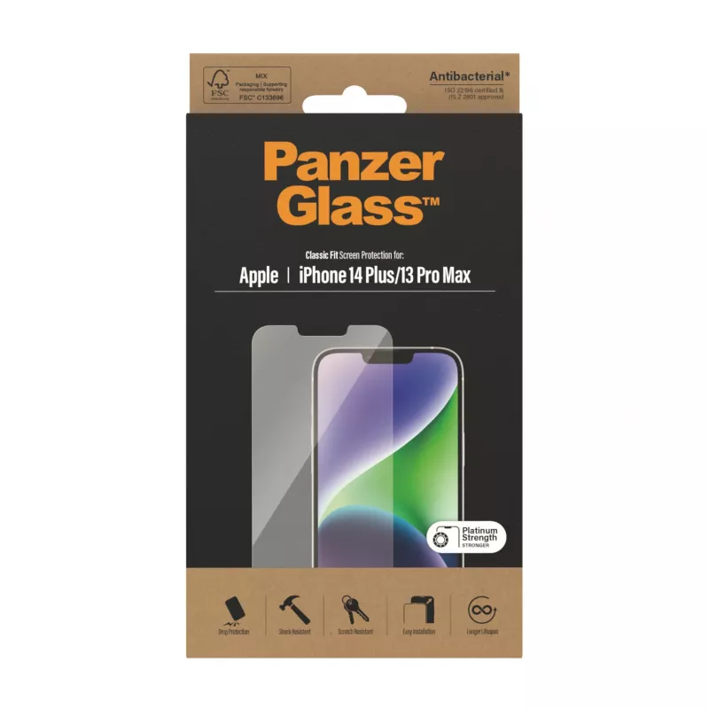 PanzerGlass Displayschutzfolie für Apple iPhone 14 Plus 13 Pro Max, kratz- und stoßfest