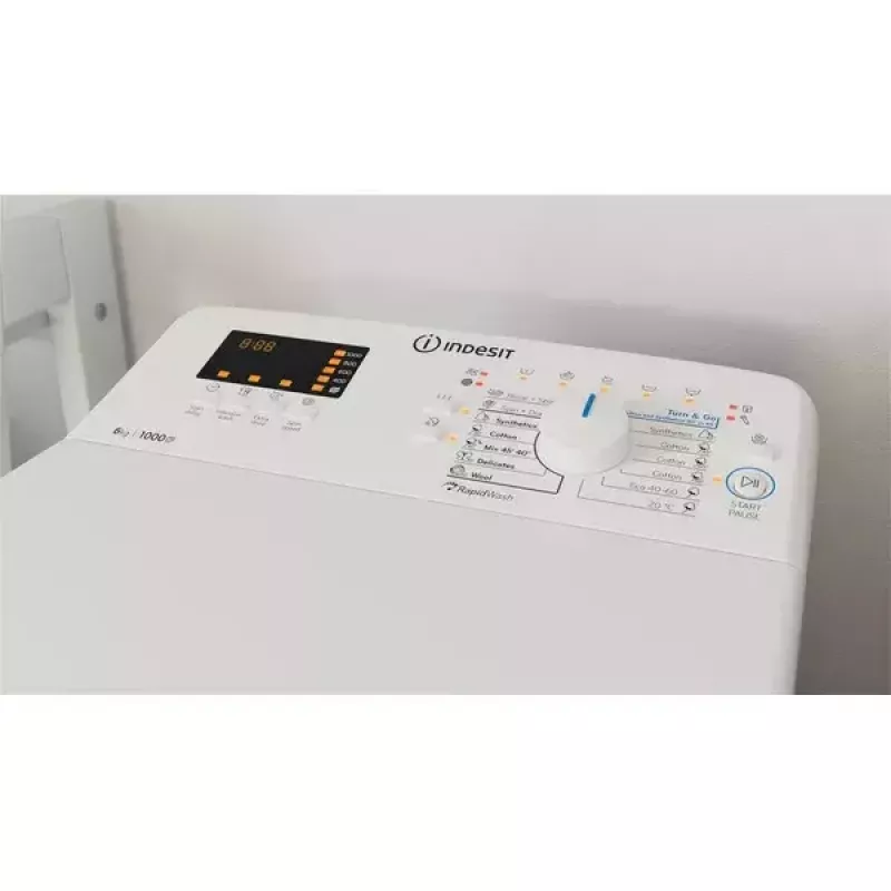 Toplader-Waschmaschine INDESIT BTW S60400 EU/N — 6 kg, 1000 U/min, Energieklasse C, Weiß