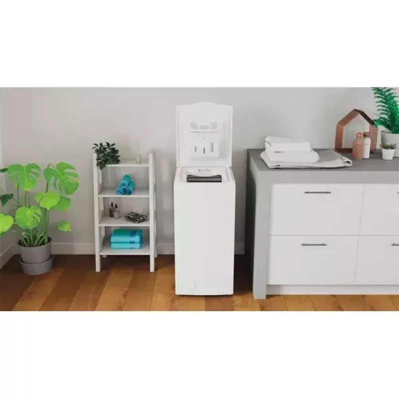 Toplader-Waschmaschine INDESIT BTW S60400 EU/N — 6 kg, 1000 U/min, Energieklasse C, Weiß