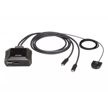 ATEN 2-Port USB-C 4K DisplayPort KVM Switch mit Fernbedienung zur Portauswahl