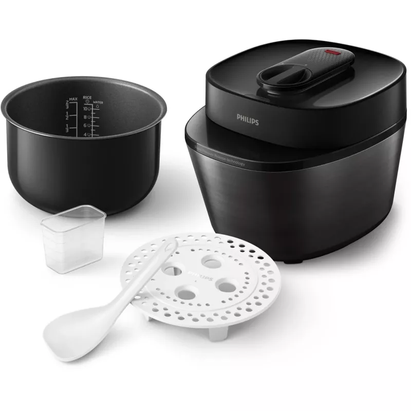 Elektrischer Schnellkochtopf Philips HD2151/40 — 5 L, 1000 W, 34 Automatikprogramme, schwarz