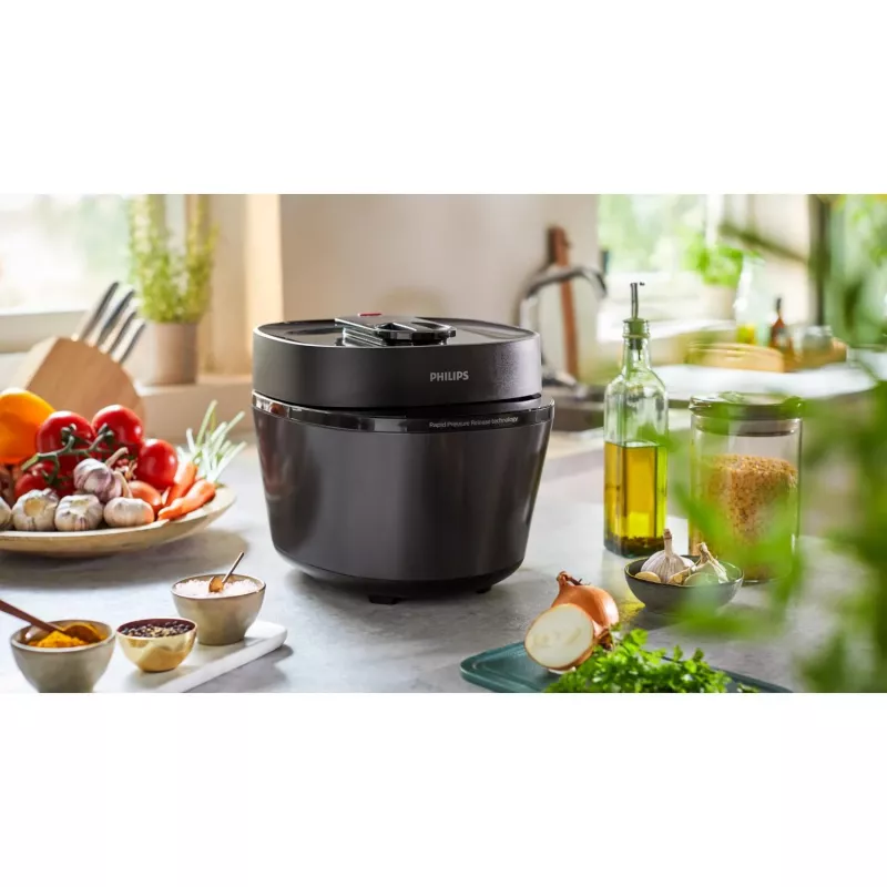 Elektrischer Schnellkochtopf Philips HD2151/40 — 5 L, 1000 W, 34 Automatikprogramme, schwarz