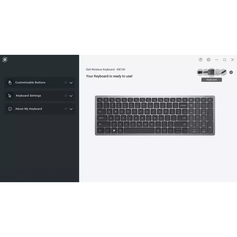 Tastatur DELL KB740 Office RF Wireless + Bluetooth QWERTY US International Grau Schwarz