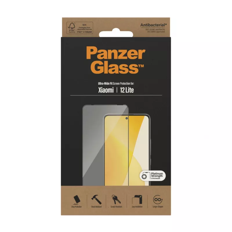 Bildschirmschutz PanzerGlass Xiaomi 12 Lite Ultra-Wide Fit, kratz- und stoßfest