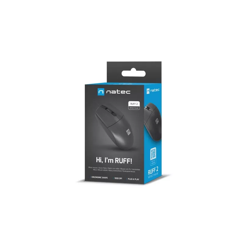 NATEC Maus USB Natec Ruff 2 1000dpi optisch Schwarz