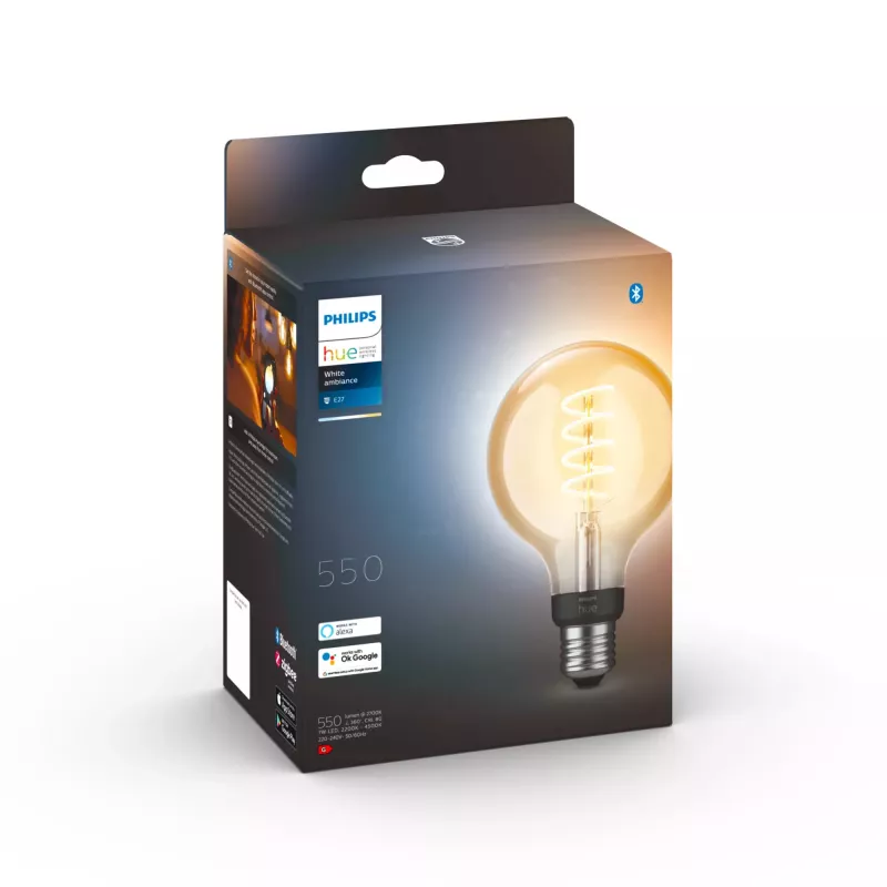 Smart-Birne Philips G93 Globe E27 — LED 7 W, Bluetooth & Zigbee, 95×150 mm