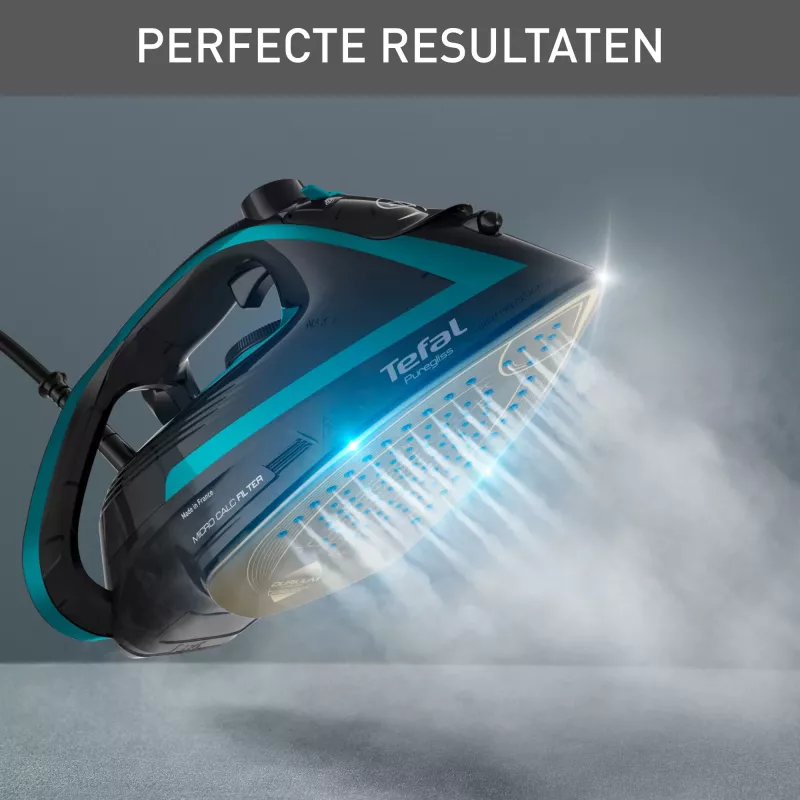 Tefal Puregliss FV8066 Dampfbügeleisen Durilium AirGlide Autoclean-Bügelsohle 3000 W Schwarz, Blau