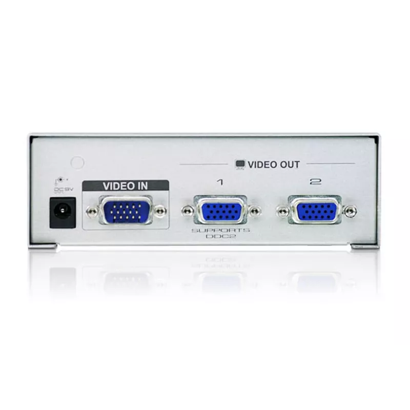 ATEN 2-Port VGA Video Splitter (350 MHz), VGA, 2x VGA, 1920 x 1440 Pixel, Silber, Metall, 30 m