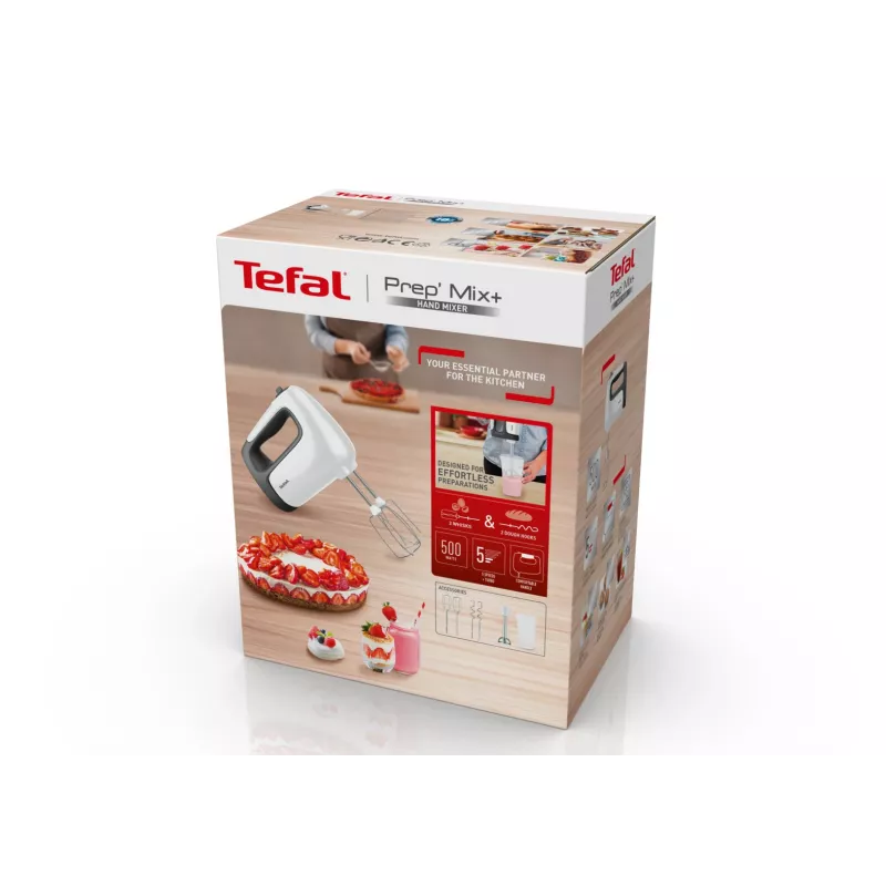 Handmixer Tefal Prep'Mix HT4621 — 500 W, 5 Geschwindigkeiten, Metallbesen, weiß