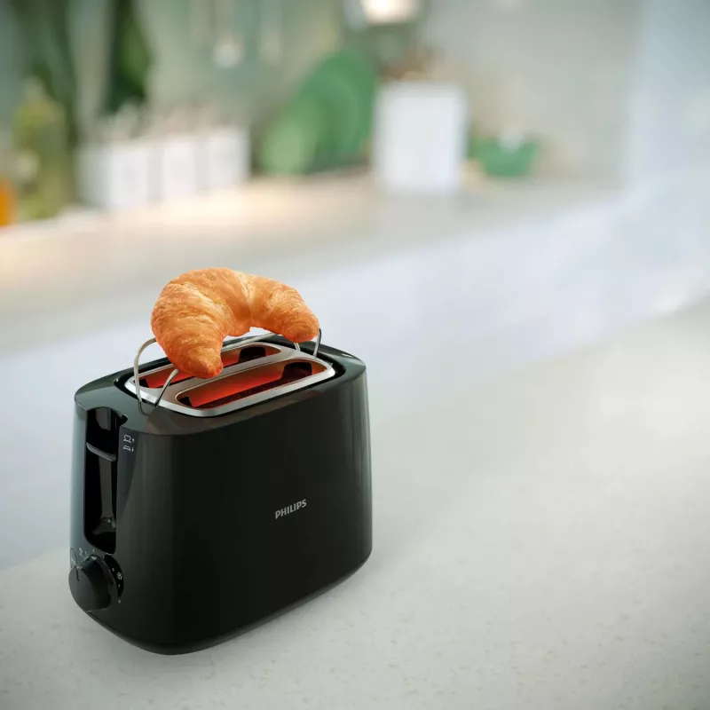 Philips Daily Collection HD2583/90 Toaster, 2 Schlitze, 8 Stufen, 600 W, Schwarz