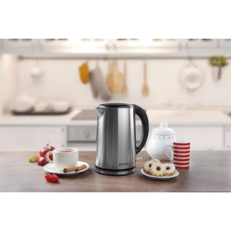 Gorenje K15DWS Wasserkocher 1,5 l 2200 W Schwarz, Edelstahl