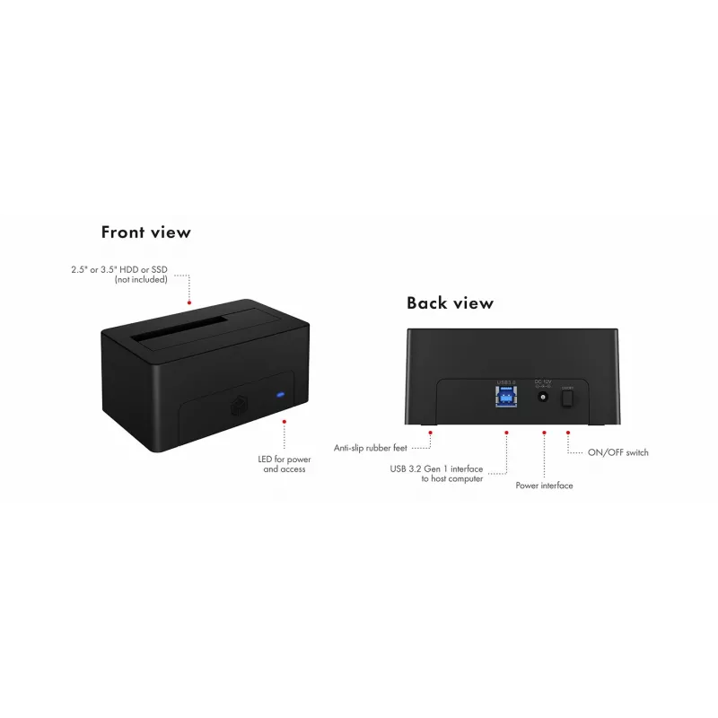 ICY BOX IB-1121-U3 USB 3.2 Gen 1 (3.1 Gen 1) Type-A Schwarz