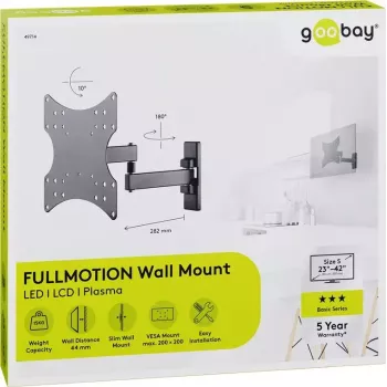 Goobay TV-Wandhalterung Basic FULLMOTION (S) 15 kg 23-42 Zoll