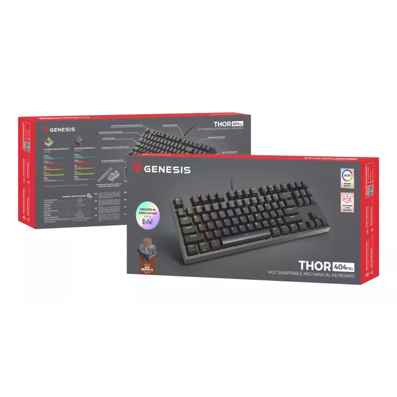 GENESIS Thor 404 TKL Tastatur Gaming USB QWERTY US-Englisch Schwarz