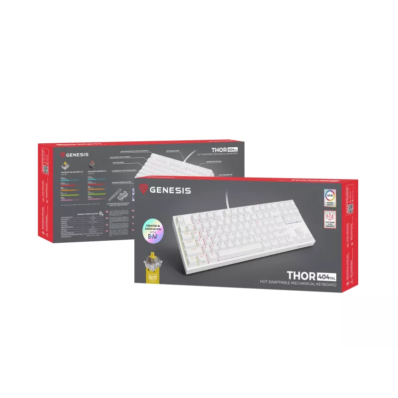 GENESIS Thor 404 TKL Tastatur Gaming USB QWERTY US International Weiß
