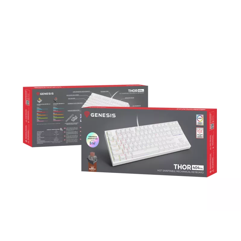 GENESIS Thor 404 TKL Tastatur Gaming USB QWERTY US International Weiß