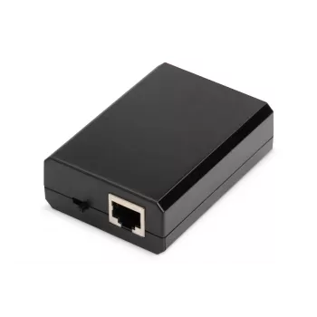 DIGITUS Gigabit PoE+ Splitter, 10/100/1000 Mbit/s, 24 W Eingang: 802.3at PoE, Ausgang: 5V/2A, 9V/2A, 12V/2A, Kunststoffgehäuse, schwarz