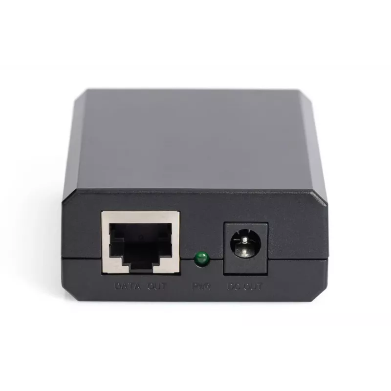 DIGITUS Gigabit PoE+ Splitter, 10/100/1000 Mbit/s, 24 W Eingang: 802.3at PoE, Ausgang: 5V/2A, 9V/2A, 12V/2A, Kunststoffgehäuse, schwarz