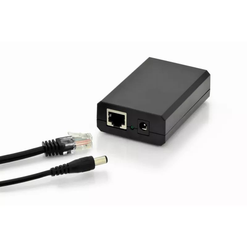 DIGITUS Gigabit PoE+ Splitter, 10/100/1000 Mbit/s, 24 W Eingang: 802.3at PoE, Ausgang: 5V/2A, 9V/2A, 12V/2A, Kunststoffgehäuse, schwarz